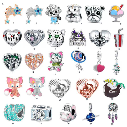 $1 Charms and spacer for crystal bracelet DIY A1-A28